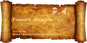 Paunert Arnolda névjegykártya